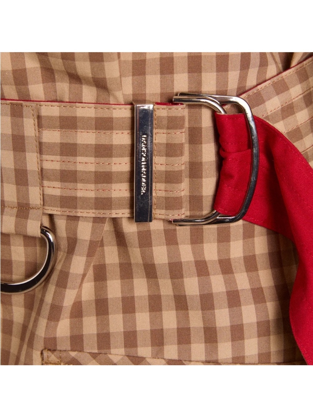 Damson Madder Reversible Red and Tan Check Women's Trench Coat oversized - Picture 10 of 16